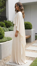 Aniya Maxi Dress | Women’s Long Cape Sleeves, Pleated Skirt