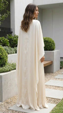 Aniya Maxi Dress | Women’s Long Cape Sleeves, Pleated Skirt