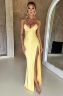 Arden Sleeveless Maxi Dress | Silk Satin, Side Slit