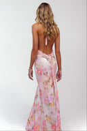Ariadne Maxi Dress | Women's Floral Deep V-Neck, Adjustable Halter Tie-Back