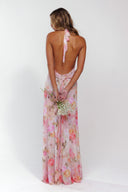 Ariadne Maxi Dress | Women's Floral Deep V-Neck, Adjustable Halter Tie-Back