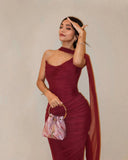 Bindi Maxi Dress | Women's Strapless Evening Gown with Scarf