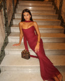 Bindi Maxi Dress | Women's Strapless Evening Gown with Scarf