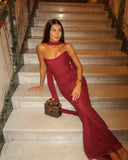 Bindi Maxi Dress | Women's Strapless Evening Gown with Scarf