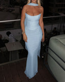 Bindi Maxi Dress | Women's Strapless Evening Gown with Scarf