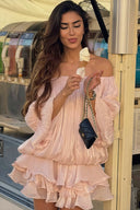 Blythe Mini Dress | Off Shoulder Puff Sleeve Tiered Ruffle