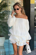 Blythe Mini Dress | Off Shoulder Puff Sleeve Tiered Ruffle