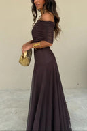 Brielle Maxi Dress | One-Shoulder Mesh, Lightweight Summer