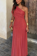 Brielle Maxi Dress | One-Shoulder Mesh, Lightweight Summer