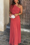 Brielle Maxi Dress | One-Shoulder Mesh, Lightweight Summer