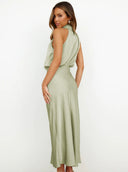 Briony Maxi Dress | Women's Elegant Halter Neck, Lightweight Polyester