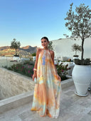 Calina Maxi Dress | Women's Printed Halter Neck, Backless Summer Style