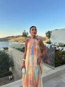 Calina Maxi Dress | Women's Printed Halter Neck, Backless Summer Style