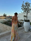 Calina Maxi Dress | Women's Printed Halter Neck, Backless Summer Style