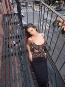 Celeste Maxi Dress | Spaghetti Strap, Lace Mesh Cutout Back Tie