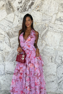 Celia Maxi Dress | Floral Sleeveless Ruffle, Open Back