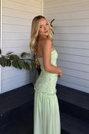 Cleo Maxi Dress | Strapless Floral Textured Bodice Chiffon
