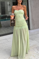 Cleo Maxi Dress | Strapless Floral Textured Bodice Chiffon