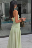 Cleo Maxi Dress | Strapless Floral Textured Bodice Chiffon