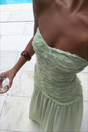 Cleo Maxi Dress | Strapless Floral Textured Bodice Chiffon