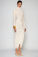 Dahlia Midi Dress | High-Neck Ruched Bodycon