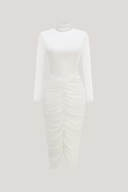 Dahlia Midi Dress | High-Neck Ruched Bodycon