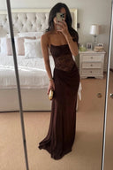 Elysia Maxi Dress | Elegant Lace Bodice, Satin Skirt