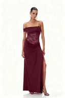 Elysia Maxi Dress | Elegant Lace Bodice, Satin Skirt