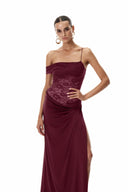 Elysia Maxi Dress | Elegant Lace Bodice, Satin Skirt