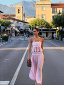 Elysia Women's Two-Piece Set | Lace Trim Cami Top and Wide-Leg Pants