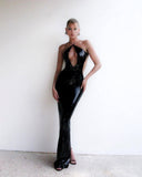 Evelynn Maxi Dress | Sequin Halter with Front-Center Cutout