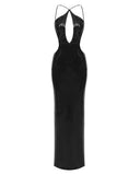 Evelynn Maxi Dress | Sequin Halter with Front-Center Cutout