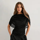 Gemma Women's Top | Draped Cowl Neck, Cap Sleeve