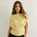 Gemma Women's Top | Draped Cowl Neck, Cap Sleeve