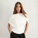 Gemma Women's Top | Draped Cowl Neck, Cap Sleeve