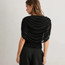 Gemma Women's Top | Draped Cowl Neck, Cap Sleeve