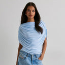 Gemma Women's Top | Draped Cowl Neck, Cap Sleeve