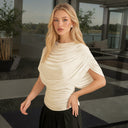 Gemma Women's Top | Draped Cowl Neck, Cap Sleeve