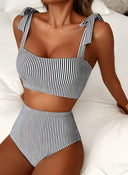 Adele | Women’s Bow Strap High-Waist Bikini Set Tummy Coverage