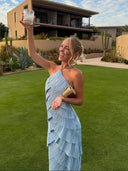 Annabel | Women’s Pleated Halter Maxi Wedding Guest Dress