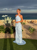 Annabel | Women’s Pleated Halter Maxi Wedding Guest Dress