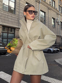 Brenda | Women's Drawstring Waist High Neck Utility Jacket