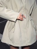 Brenda | Women's Drawstring Waist High Neck Utility Jacket