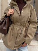 Brenda | Women's Drawstring Waist High Neck Utility Jacket