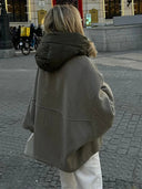 Cadence | Women's Color Block Hooded Drawstring Bomber Jacket