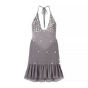 Cecilia | Women's Sequin Halter Backless Ruffle Mini Party Dress