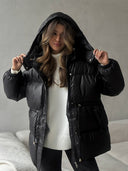 Esther | Women's Drawstring Waist Hooded Puffer Jacket