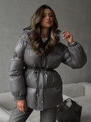 Esther | Women's Drawstring Waist Hooded Puffer Jacket