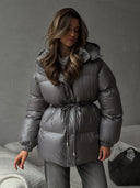 Esther | Women's Drawstring Waist Hooded Puffer Jacket