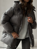 Esther | Women's Drawstring Waist Hooded Puffer Jacket
